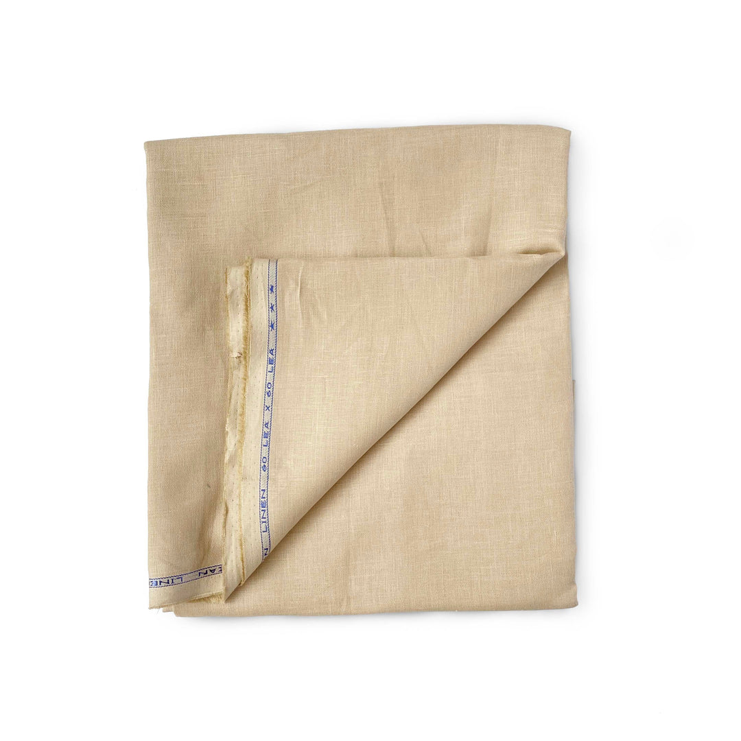 Beige 60 Lea Plain Pure linen fabric (Width 58 Inches)