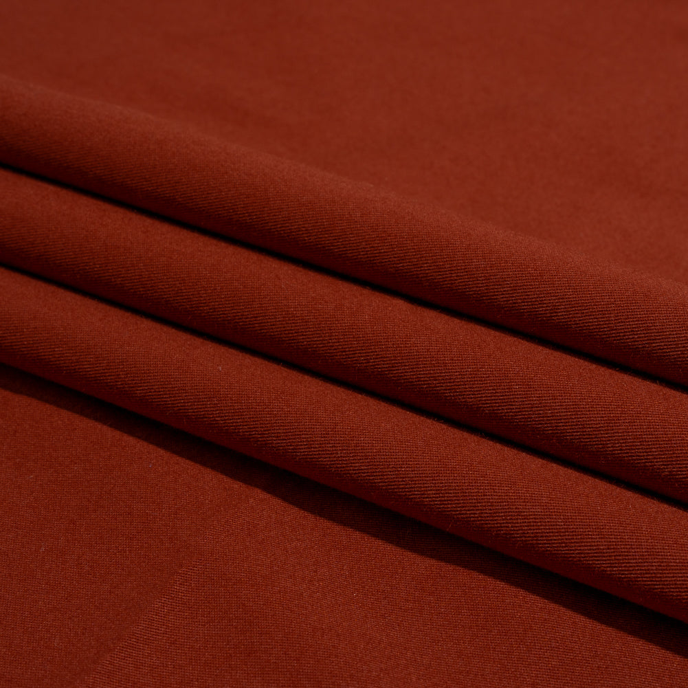 Peach finish Stretch Cotton Twill - Dark Red (Width 58 Inches)