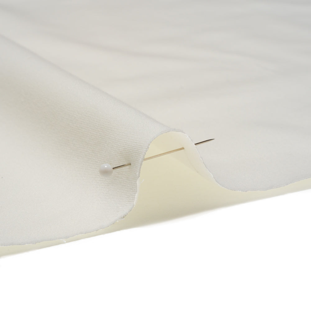 Peach finish Stretch Cotton Twill - White (Width 58 Inches)