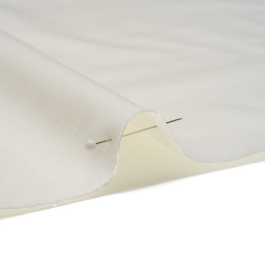 Peach finish Stretch Cotton Twill - White (Width 58 Inches)