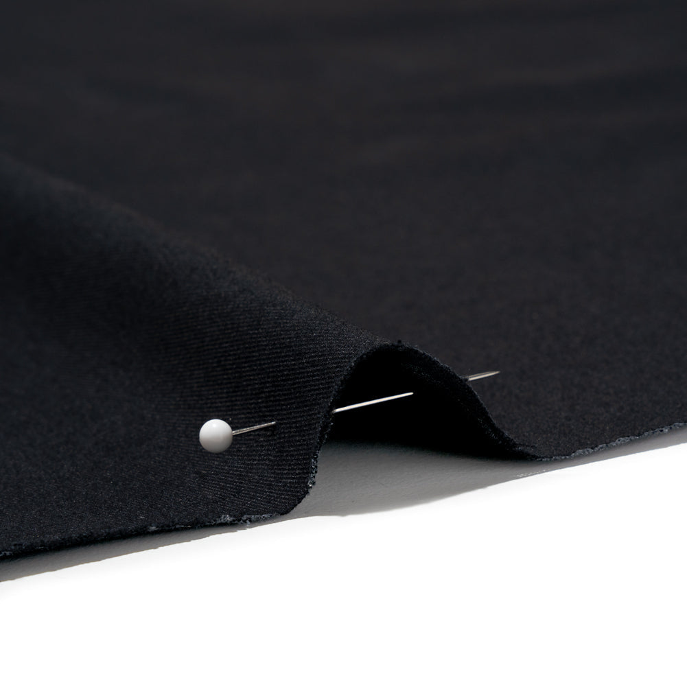 Peach finish Stretch Cotton Twill - Black (Width 58 Inches)