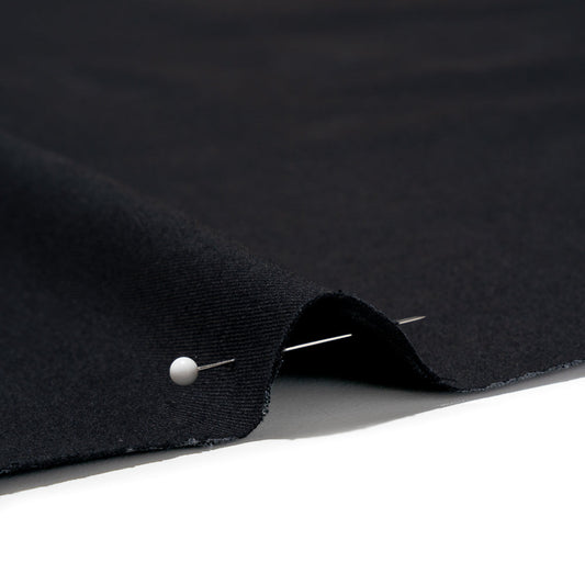 Peach finish Stretch Cotton Twill - Black (Width 58 Inches)