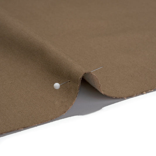 Peach finish Stretch Cotton Twill - Dark Beige (Width 58 Inches)