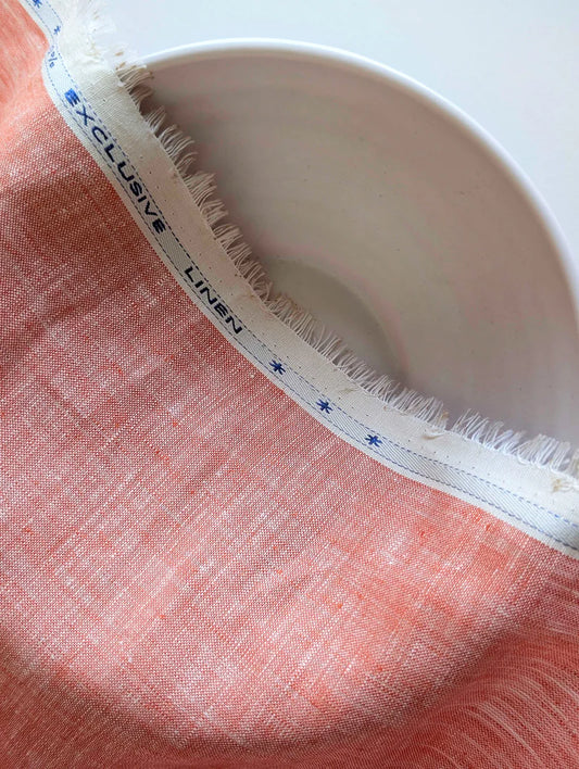 Orange 60 Lea Chambray Yarn Dyed Fabric 58" (100% Linen)