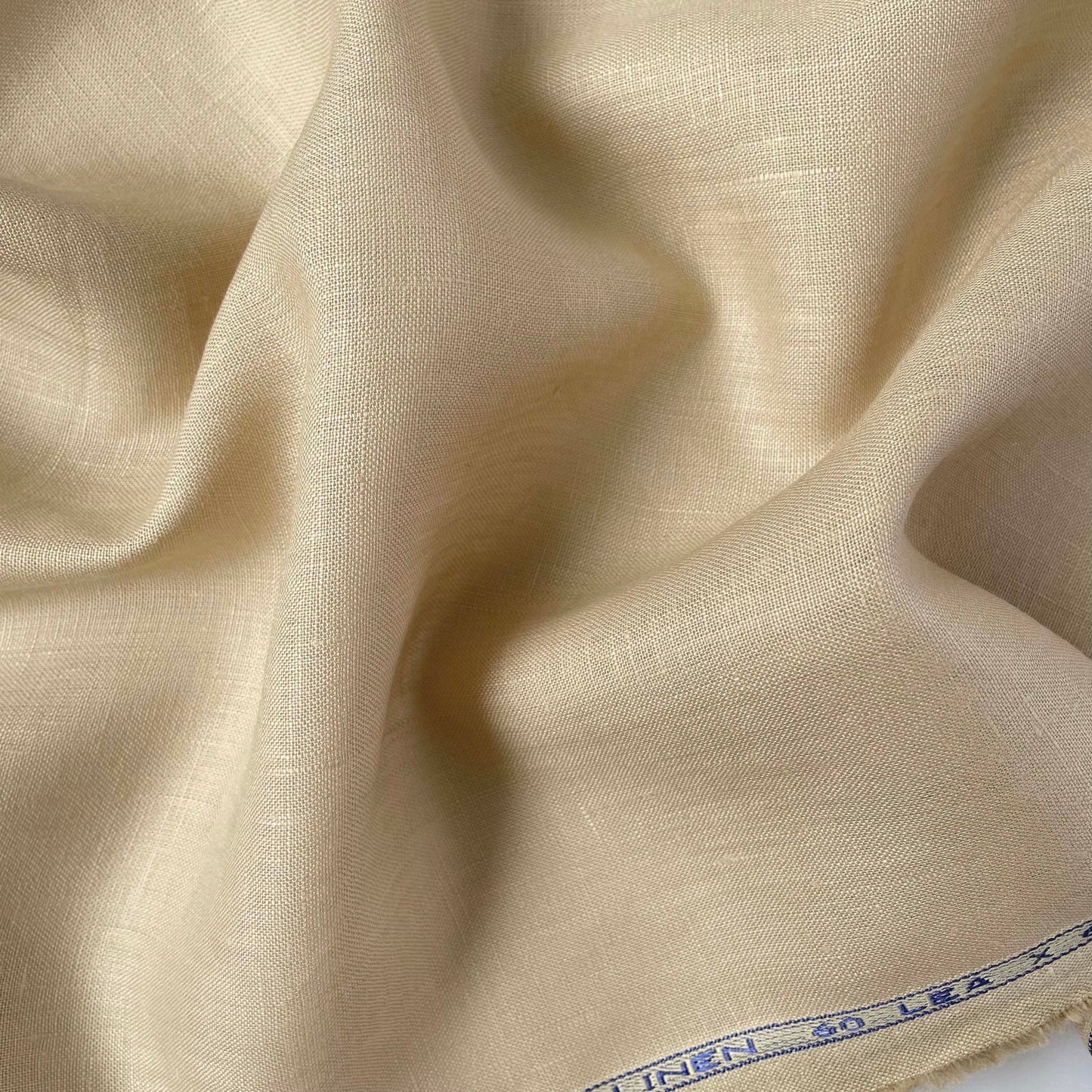 Beige 60 Lea Plain Pure linen fabric (Width 58 Inches)