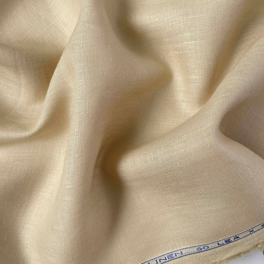 Beige 60 Lea Plain Pure linen fabric (Width 58 Inches)